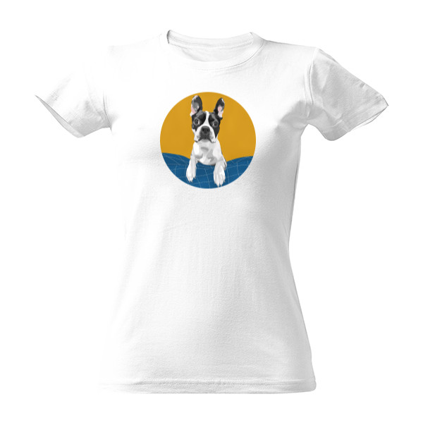 Tričko s potiskem Tričko Boston Terrier dámské bílé