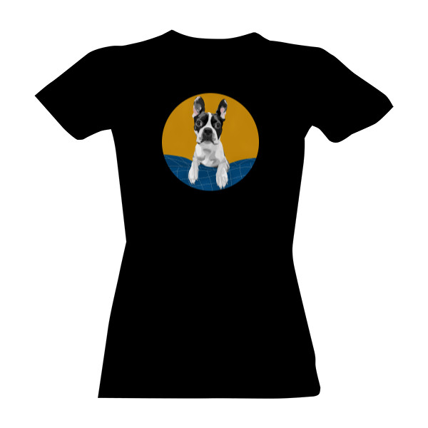 Tričko s potiskem Tričko Boston Terrier dámské černé