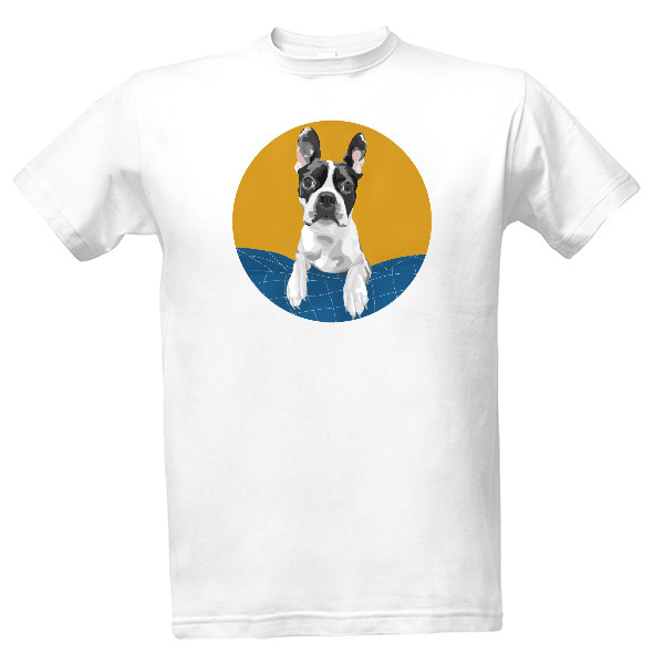 Tričko s potiskem Tričko Boston Terrier pánské bílé
