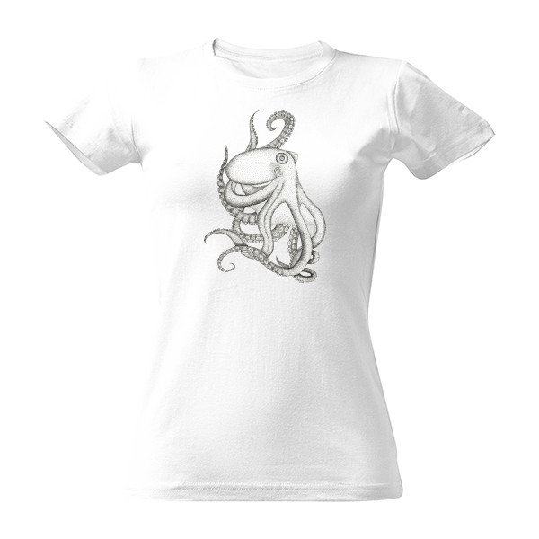 Tričko s potiskem Tričko Chobotnice dámské bílé