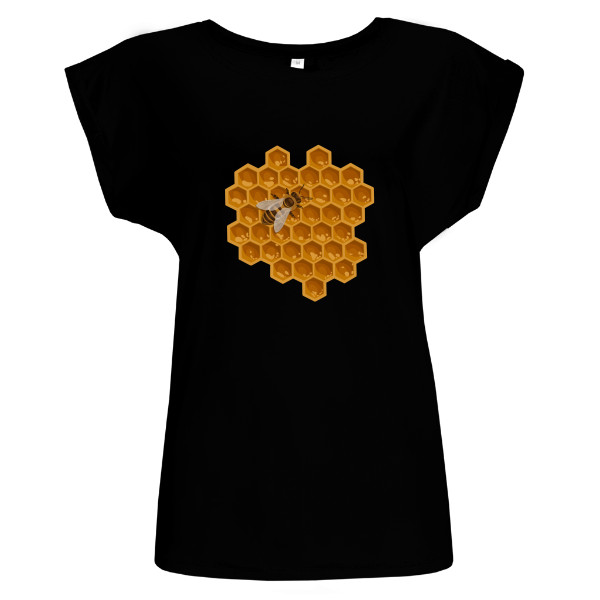 Tričko s potiskem Tričko Honeybee dámské černé s dlouhými zády